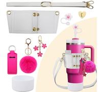 SHEGZHUC 7 piezas Stanley Cup Accesorios, botella de agua de cuero Correa ajustable, cubierta de pajita y funda protectora para 30-40 OZ (880-1180ml), 4 accesorios colgantes, accesorios Stanley Cup