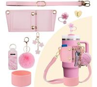 SHEGZHUC 7 piezas Stanley Cup Accesorios, botella de agua de cuero Correa ajustable, cubierta de pajita y funda protectora para 30-40 OZ (880-1180ml), 4 accesorios colgantes, accesorios para copa