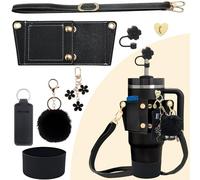 SHEGZHUC 7 piezas Stanley Cup Accesorios, botella de agua de cuero Correa ajustable, cubierta de pajita y funda protectora para 30-40 OZ (880-1180ml), 4 accesorios colgantes, accesorios para copa