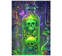 SHEGZHUC Botella de calavera con pintura de diamantes, 30 x 40 cm, diseño de calavera, esqueleto, terror, gótico, verde, mosaico, pintura de diamantes, arte, bordado, punto de cruz, imágenes, regalo,