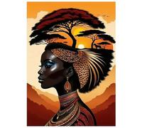 SHEGZHUC Cuadro de diamante para mujer africana, 30 x 40 cm, diseño de mosaico de diamantes, bordado de punto de cruz, regalo para decoración de pared