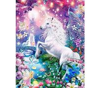 SHEGZHUC Cuadro Diamantes Unicornio 40x50 cm Punto de Cruz Diamante Unicornio Pintura Diamante Flores Pintura Diamante Pavo Real Cuadros Diamantes Hadas Angeles Elfo Punto de Cruz Diamante Animales