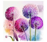 SHEGZHUC Diamante de diente de león violeta 30 x 30 cm pintura de diamante flores de diente de león lila mosaico diamante pintura arte bordado punto de cruz imágenes regalo decoración de pared
