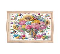 SHEGZHUC Diamond Painting - Bandeja para servir (20 x 30 cm, madera rectangular)