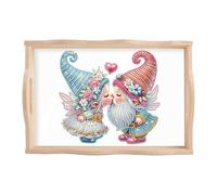 SHEGZHUC Diamond Painting - Bandeja para servir con asas, gnomos gnomos, enanos, 20 x 30 cm, bandeja de madera, rectangular, bandeja decorativa, bandeja de cocina, bandeja de desayuno para cama
