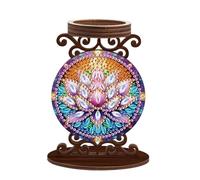 SHEGZHUC Diamond Painting - Candelabro de madera (10 x 13,5 cm), diseño de flor de loto