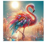 SHEGZHUC Diamond Painting Flamingo Glitter Rosa 30 x 30 cm Diamond Painting Bird Diamond Painting Animales Puesta de sol Mosaico Diamante Pintura Arte Bordado Punto de Cruz Imágenes Regalo Decoración