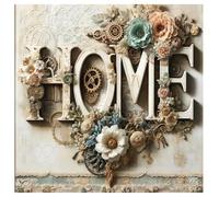 SHEGZHUC Diamond Painting Home Sweet Home 30 x 30 cm Diamond Painting Placa de Puerta Pintura de Diamantes Cuadros Hogar Corazón Flores Mosaico Pintura Diamante Arte Bordado Punto de Cruz Imágenes