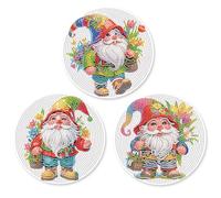 SHEGZHUC Juego de 3 manteles individuales de pintura de diamantes, 15 cm, diseño de gnomos, con alfombrilla antideslizante, para cuencos, ollas y sartenes