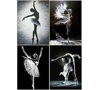 SHEGZHUC Juego de 4 Diamond Painting Bailarina Danzarina 30x40cm Bordado Diamante Bailarina Negra Pintura Diamante Adulto Bordado Diamante Kit Completo Punto de Cruz Decoración Mural Habitación
