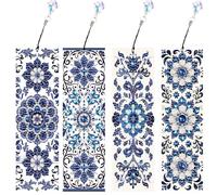 SHEGZHUC Juego de 4 marcadores de pintura de diamantes, para manualidades, pintura de diamantes, mandala, flores, diamantes, marcapáginas, mosaico, pintura de diamantes, arte, bordado, punto de cruz