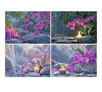 SHEGZHUC Juego de 4 orquídeas de pintura de diamante de 40 x 30 cm, pintura de flores por números, orquídeas para adultos, mosaico zen, pintura de diamantes, arte bordado, punto de cruz, imágenes de