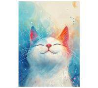 SHEGZHUC Pintura de diamante gato 30 x 40 cm pintura por números gato blanco lindo diamante pintura animales mosaico azul pintura diamante arte bordado punto de cruz imágenes regalo decoración de