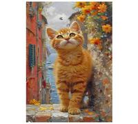 SHEGZHUC Pintura de diamante gato en el callejón 30 x 40 cm pintura por números gato crisantemo pintura diamante animales mosaico pintura diamante arte bordado punto de cruz imágenes regalo decoración