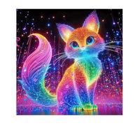 SHEGZHUC Pintura de Diamante Gato Multicolor Fluorescente 30 x 30 cm - Arte Bordado Arco Iris de Punto de Cruz Para Decoración y Regalo