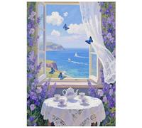 SHEGZHUC Pintura de diamante para adultos con diseño de mar, 30 x 40 cm, pintura de diamantes, paisaje, flores, mosaico, bordado, punto de cruz, arte, regalo, decoración de pared para dormitorio, sala