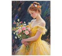 SHEGZHUC Pintura de diamante para mujer adulta con flores, 30 x 40 cm, pintura de diamantes, cuadros de princesa con ramo, bordado de mosaico, punto de cruz, arte, regalo, decoración de pared para