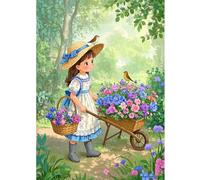 SHEGZHUC Pintura de diamantes para adultos, ángel, carro, flores, 30 x 40 cm, pintura de diamantes, cuadros de paisaje, flores, mosaico, bordado, punto de cruz, regalo, decoración de pared para