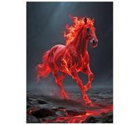 SHEGZHUC Pintura de diamantes para adultos, caballos de fuego, 30 x 40 cm, pintura de diamantes, imágenes de animales, caballo rojo, mosaico bordado, punto de cruz, arte, regalo, decoración de pared