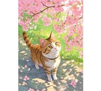 SHEGZHUC Pintura de diamantes para adultos, gato de cerezo, 30 x 40 cm, pintura de diamantes, imágenes de animales, gatos, mosaico, bordado, punto de cruz, regalo, decoración de pared para dormitorio