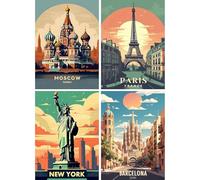 SHEGZHUC Póster de ciudad con pintura de diamantes, 30 x 40 cm, diseño vintage