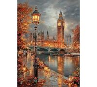 SHEGZHUC Póster de la ciudad de Londres para adultos, 30 x 40 cm, cuadro de pintura de diamantes, paisaje del Big Ben, mosaico bordado de punto de cruz, regalo artístico, decoración de pared para