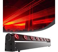 SHEHDS Barra de luz LED de cabeza móvil 8 x 12 W RGBW 4 en 1, haz y efecto deslumbrante, ángulo de lente de 8°, barra de luz de inclinación de 180°, DMX y control de sonido, barra de luces de DJ para