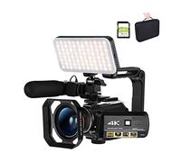 SHEHUALI Cámara de Vlogging, Cámara de Video 4k videocámaras Digitales, AC3 IR Profesional de visión Nocturna Llena HD, Cámaras de vlog de cámara de Video de Zoom de Zoom Digital con micrófono
