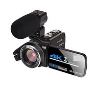 SHEHUALI Cámara de Vlogging, Video de Videos Vlogging for Facebook Remote Control de 3.0 Pulgadas Lente de Pantalla táctil Camina Web Cámara Mini Video Cámara Digital(64GB SD Card,AF2 Mic)