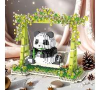 Shein 1.008 piezas Juego de bloques de construcción del columpio de panda, material ABS, con diseño de animales y plantas, inspirado en películas, ideal par