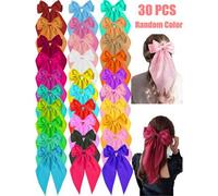 Shein 1/10/20/30 Piezas Clips para el cabello de mujer con lazos de colores aleatorios, lazos negros, blancos, rosas, azules, clips de lazo de cinta, clips