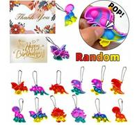 Shein 1/10 piezas Recuerdos de fiesta de dinosaurios, tarjetas de agradecimiento, juguetes Fidget Pop, tarjetas de cumpleaños, llaveros de dinosaurios, rec