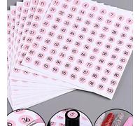 Shein 1-100 Etiquetas con números, Etiquetas continuas de números rosas fáciles de etiquetar botellas de esmalte de uñas, tarjetas de exhibición de color de