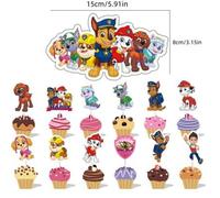 Shein 1/12/13 piezas Bandera de pastel de patrulla de perro de dibujos animados, productos de tema de paw patrol, pastel, tarjeta y pancarta, el mejor regal