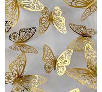 Shein 1/12/24 Piezas Pegatinas de Pared de Mariposas Huecas 3D Pegatinas de Mariposas DIY Removibles Refracción Brillante Dorado Plata Multicolor Decoración