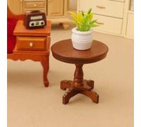 Shein 1:12 Escala Mesa redonda de madera hecha a mano en miniatura, adecuada para decoración interior y exterior de muebles de casa de muñecas, modelo de me
