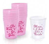 Shein 1-12 piezas Vasos individuales para fiesta, Juego de vasos individuales para fiesta, Vasos de 16 oz "Let's Go Girls", Suministros para despedida de so