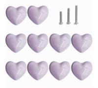Shein 1/2/3/5/6/8/10/12/15/20 piezas Tiradores de cajón en forma de corazón de cerámica para gabinetes, cómoda, armario, con tornillos de 3 tamaños, perilla