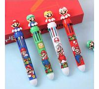 Shein 1/2/3/6/8 PIEZAS Bolígrafo multicolor de Super Mario, Bolígrafo de diez colores de Mario, Bolígrafo con forma de goma blanda para planificador, Materi