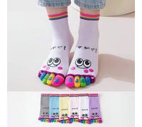 Shein 1/2/3/6 pares de calcetines de media caña con separador de dedos de los pies, con estampado de puntos coloridos y divertidos para mujer