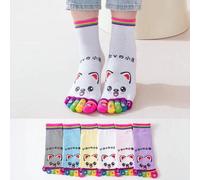 Shein 1/2/3/6 pares de calcetines de media caña con separador de dedos de los pies, con estampado de puntos coloridos y divertidos para mujer