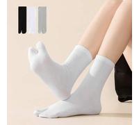 Shein 1/2/3 pares de calcetines de unicolor negro/blanco/gris hasta la rodilla con separador de dedos para mujeres