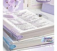 Shein 1/2/3 piezas/360 páginas - Cuaderno A5 de cuero suave transparente a granel, con páginas perforadas, cuaderno A5 de hojas sueltas con espiral grueso -