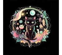 Shein 1/2/3 piezas Bruja, gato y calavera Transferencia de vinilo para planchar, estilo gótico lindo, pegatinas de tela de Halloween de colores variados DI
