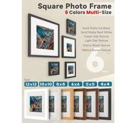 Shein 1/2/3 piezas Marco de fotos cuadrado de grano de madera para pared (4x4/5x5/6x6/8x8/10x10/12x12/16x16 pulgadas), Marcos de fotos de galería de collage