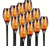 Shein 1/2/4/6/8/12 piezas de Luces solares de Llama para exteriores, 51 LED Antorchas solares con llama parpadeante para decoración exterior, Lámparas de ja