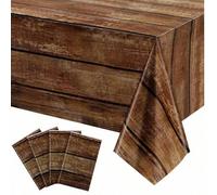 Shein 1/2/4/6/8 piezas Manteles de mesa de madera marrón con textura rústica, cubiertas de mesa de plástico para mesa rectangular, decoraciones de mantel de