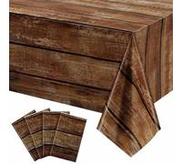 Shein 1/2/4/6/8 piezas Manteles de plástico con estampado de veta de madera marrón para mesa rectangular, decoraciones de mantel rústico estilo granja vinta