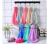 Shein 1/2/4/6/8 piezas Toalla de mano suave y absorbente de fibra de poliéster con bordado de sonrisa linda, disponible en varios colores para uso doméstico