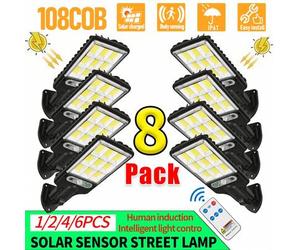 Shein 1/2/4/8 piezas Luces solares de pared de 9 rejillas 108COB con sensor de movimiento/sensor de luz inteligente, 3 modos de brillo, luces para exteriore